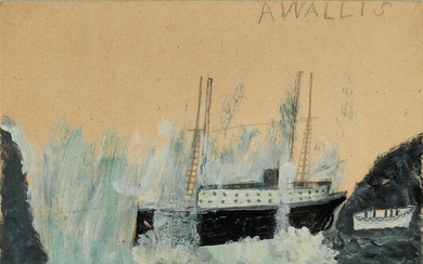 Alfred Wallis, 1855 Devenport – 1942 St Ives Bay, SEGELDAMPFER IN AUFGEWÜHLTER SEE