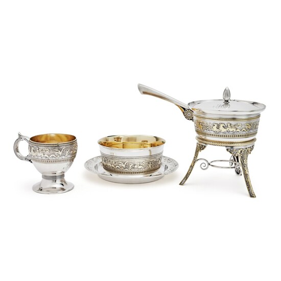 American parcel-gilt silver Olympian pattern child's set, Gorham Mfg. Co., Providence, RI, 1874 and 1878