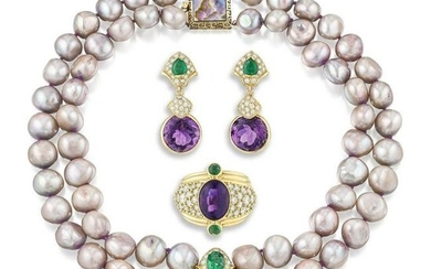 Amethyst Emerald Diamond and Pearl Suite