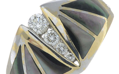 An 18ct gold brilliant-cut diamond and mother-of-pearl dress ring.