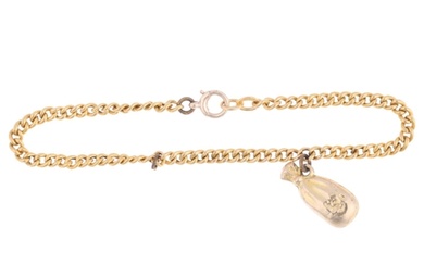 An 18ct gold hollow curb link chain bracelet with 9ct moneyb...