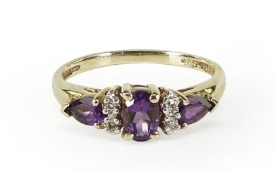 An Amethyst & Diamond Ring.