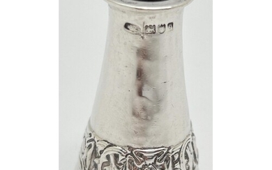 An Arts & Crafts small silver bud vase with stylised banded ...