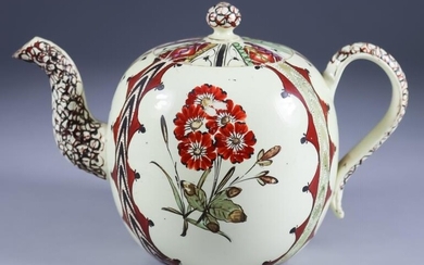 An English Cream Ware Teapot and Cover, Circa 1768-1770,...