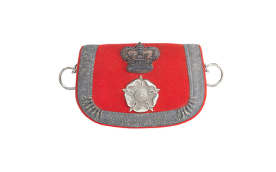 An Officer's Embroidered And White-Metal Mounted Flap Pouch To The Yorkshire Dragoons, Circa 1860-1901