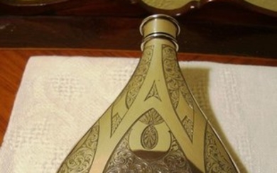 An Ornately Engraved Victorian Pocket Flask - Silver - J.McKay, Edinburgh - Scotland - 1866