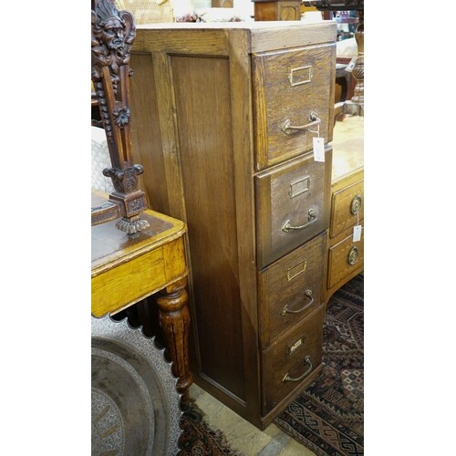 An early 20th century oak four drawer filing cabinet, width ...