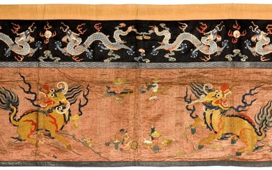 An embroidered silk hanging, Late Qing Dynasty | 晚清 刺綉瑞獸圖挂屏, An embroidered silk hanging, Late Qing Dynasty | 晚清 刺綉瑞獸圖挂屏
