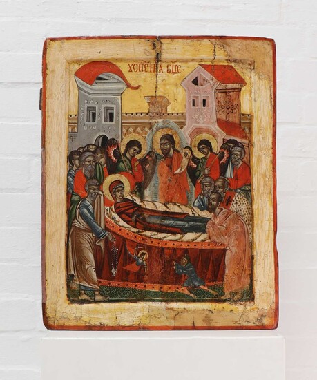 An icon of the Dormition of the Mother of God