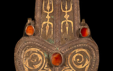 An impressive cordiform silver Asyk Pendant, Turkestan, Teke Tribe - 1880-1900