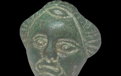 Ancient Roman Bronze mask - (27×21×14 mm)