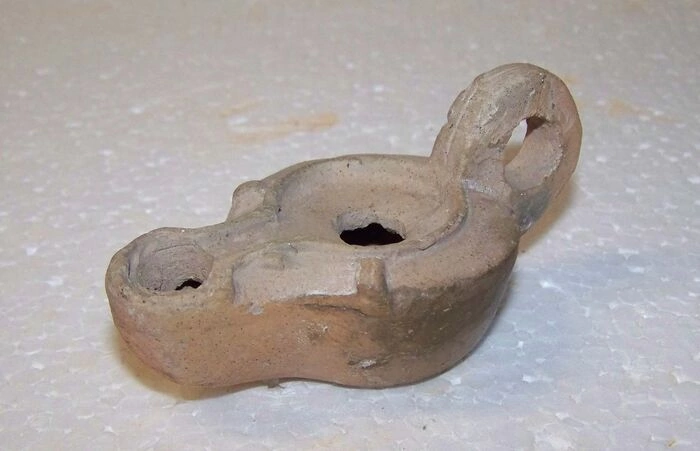 Ancient Roman Pottery Oil lamp with stamp FORTIS - (3.7×4.3×7.7 cm)