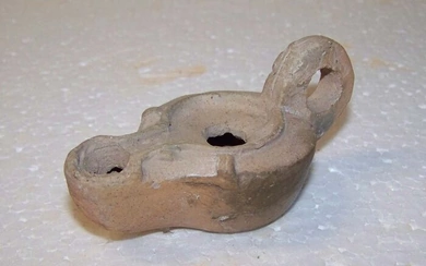 Ancient Roman Pottery Oil lamp with stamp FORTIS - (3.7×4.3×7.7 cm)