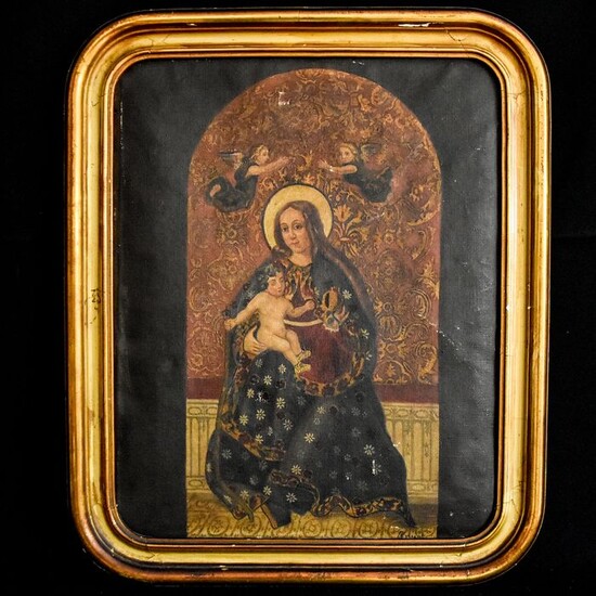 Ancient representation of religious art - Coronation of Mary - Oil on canvas