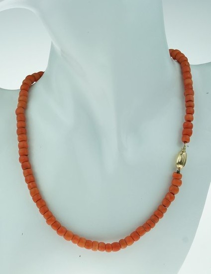 Antiek - 14 kt. Yellow gold - Necklace Blood coral