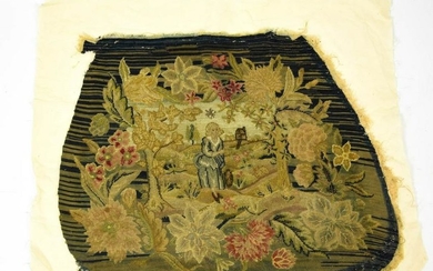 Antique 19th C Petite Point Tapestry Seat Cover
