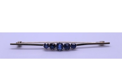 Antique 9ct white gold sapphire brooch