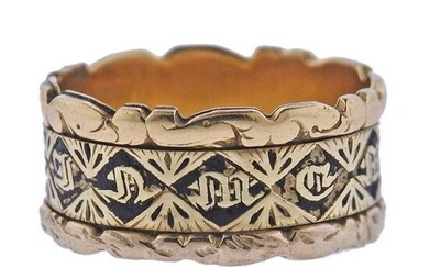 Antique English 18k Gold Enamel Band Ring