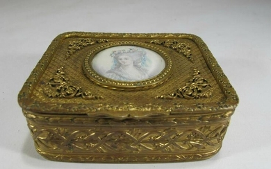 Antique French gilt bronze & signed painting box