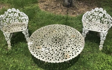 Antique Neo Classical Aluminum Table & Chairs Set