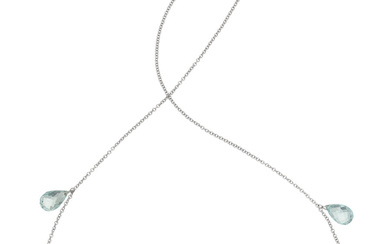 Aquamarine, White Gold Necklace Stones: Aquamarine briolettes Metal: 18k...