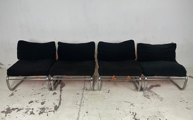 Armchair - Set of four armchairs with chromed metal structure