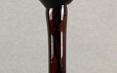 Art Deco Dark Amber Swirl Glass Candlestick