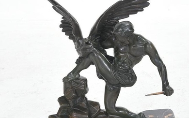Art Deco Style Bronze Sculpture of Hercules Killing the