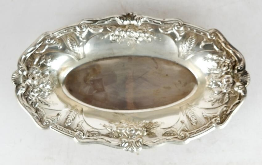 Art Nouveau-Style Oval Sterling Silver Tray