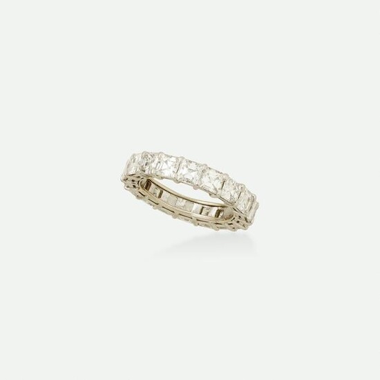 Asscher-cut diamond eternity band ring