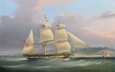 Attributed to William John Huggins (British 1781-1845) British frigate and various other shipping off the coast