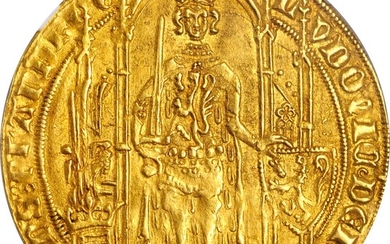 BELGIUM. Flanders. Flandres d'Or (Franc a Pied), ND (1346-84). Ghent Mint. Louis II de Male. NGC MS-63.