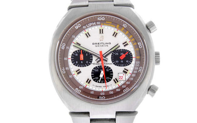 BREITLING - a gentleman's stainless steel TransOcean chronograph bracelet watch.