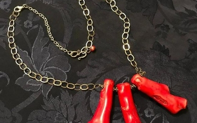 Bamboo Coral Sticks Sterling Link Artisan Necklace