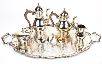 Barker-Ellis Silver Plate Tea Set and Tray