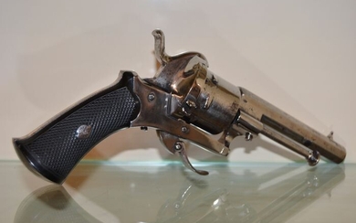 Belgium - 1840/1850 - Magnifique revolver ELG TYPE LEFAUCHEUX crosse quadrillé en parfait état, chromé - Nettoyer & prêt à tirer - Revolver - 7mm Cal