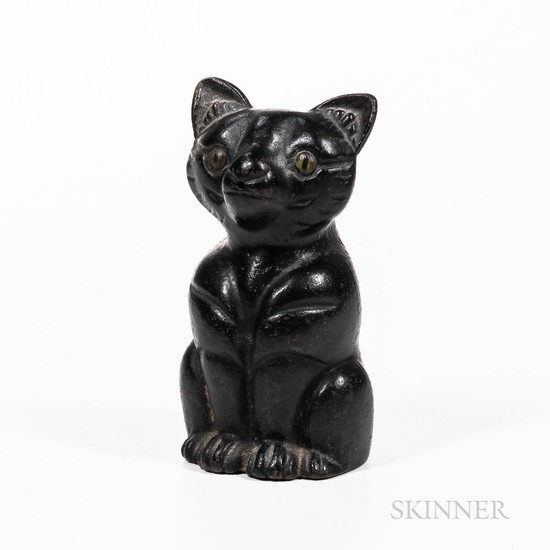Black-painted Cast Iron Cat-form String Holder