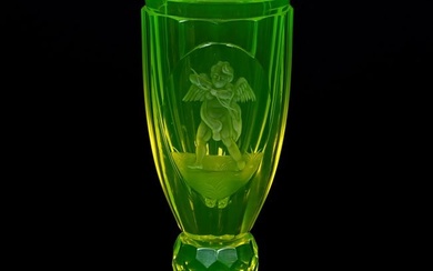 Bohemian/Czechoslovakia Beaker, Solid Vaseline Glass