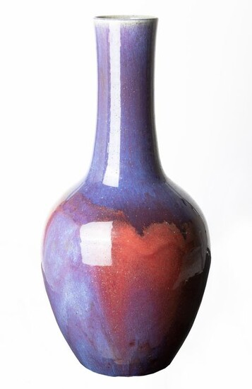 Bottle vase - Porcelain - A Large Flambé Glazed Bottle Form Vase- China - 19th century