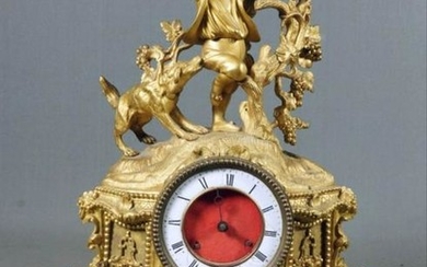 Boy And Dog Bronze Mantel Clock
