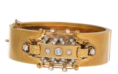 Bracelet in 18k yellow gold with diamonds, estimated weight 0.50 ct. S XIX