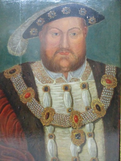 British School - a half length portrait of Henry VIII wearin...