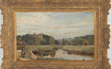 British School, c. 1900. Landscape with Figures, oil