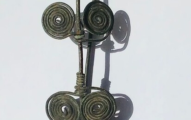 Bronze Age Bronze Pedestal fibula - Celtic - 26×156×51 mm - (1)