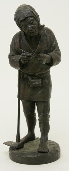 Bronze Figure of Standing Woodcutter, Japan, Meiji