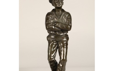 Bronze figure of a boy sailor with folded arms by V Szczebl...