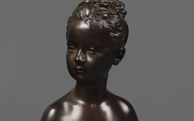 Buste d'enfant en bronze à patine brune d'après... - Lot 41 - L'Huillier & Associés