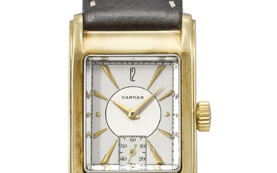 CARTIER. A RARE AND ATTRACTIVE 18K GOLD WRISTWATCH WITH TWO-TONE...