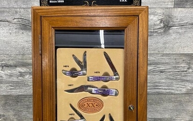 CASE KNIFE DISPLAY WITH 8 BONE HANDLE CASE XX KNIVES