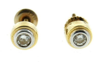 CHIC 14k Yellow Gold & Diamond Stud Earrings Circa